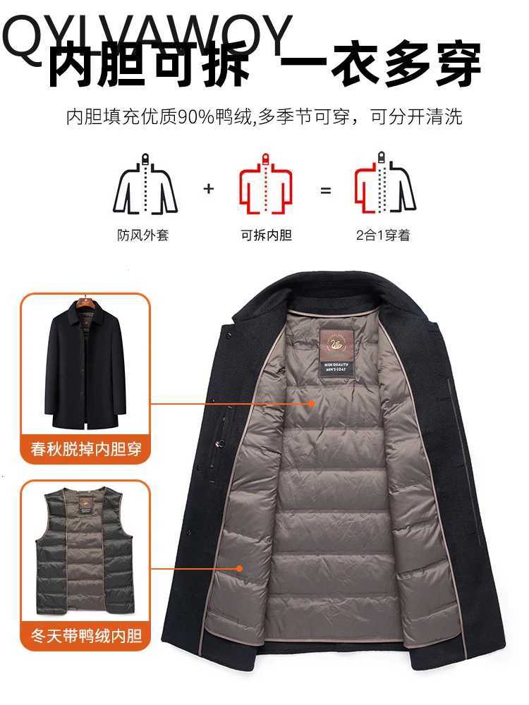 QYLVAWOY Mens Winter Thickened 100 Wool Coat MiddleAged Dads Style MidLong Lapel Woolen Outerwea abrigo para hombre LJ2068T251025