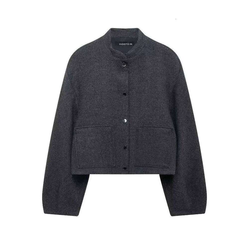 Fashionable Stand Collar Short Pilot Jacket Coat Autumn New Arrival Elegant Atmosphere Woolen Style ZR Women S Wear