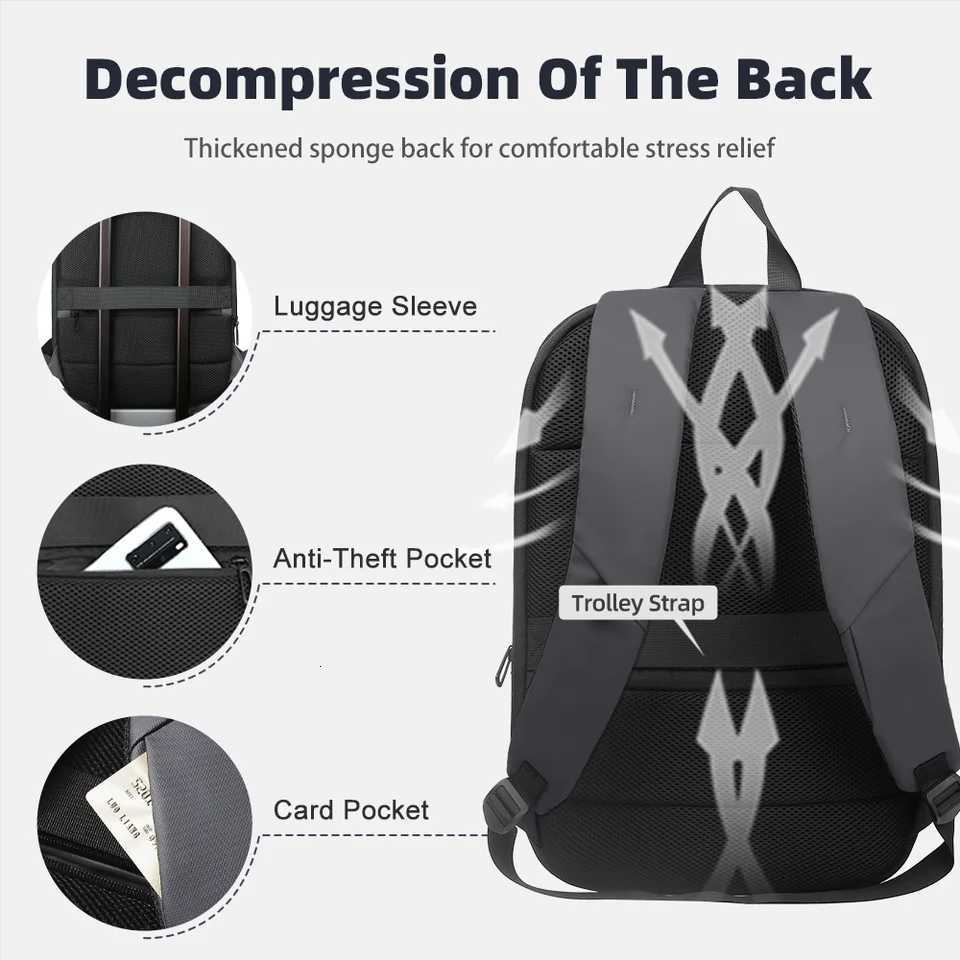 HcanKcan Mens Expandable Backpack Multifunction 173inch Laptop Bag Fashion Waterproof Travel Backpack Lightweight Business Bag W251025