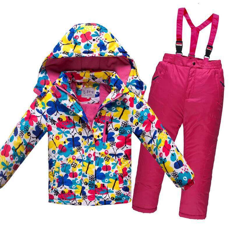 -30 Degrees Children Winter Ski Suit Waterproof Plus Veet Warm Girl Jacket Coat 4-14 Years Boy Cotton Overalls Snowsuit