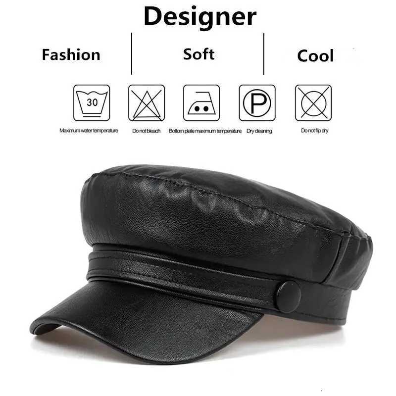 Pu Leather Octagonal Hat Retro Autumn and Winter Baseball C Outdoor Casual Adt Sun Hat Sun Protection C Sports C Y251025