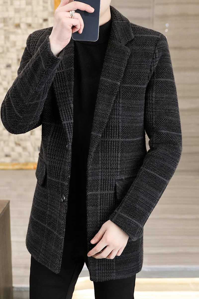2025 Winter New Mens High Quality Medium to Long Length Cotton Warm American Single breasted Woolen Jacket CoatT251025