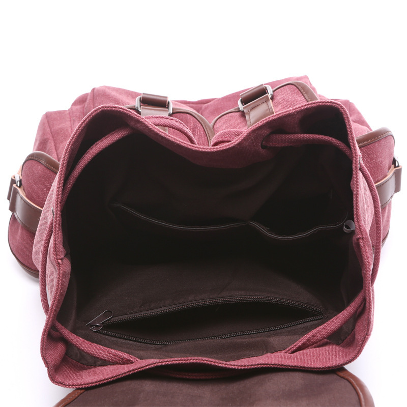 New Canvas Designer Backpack Korean Fashion Women's Backpack Student Solid Color Multi Pocket Outdoor Travel Bag