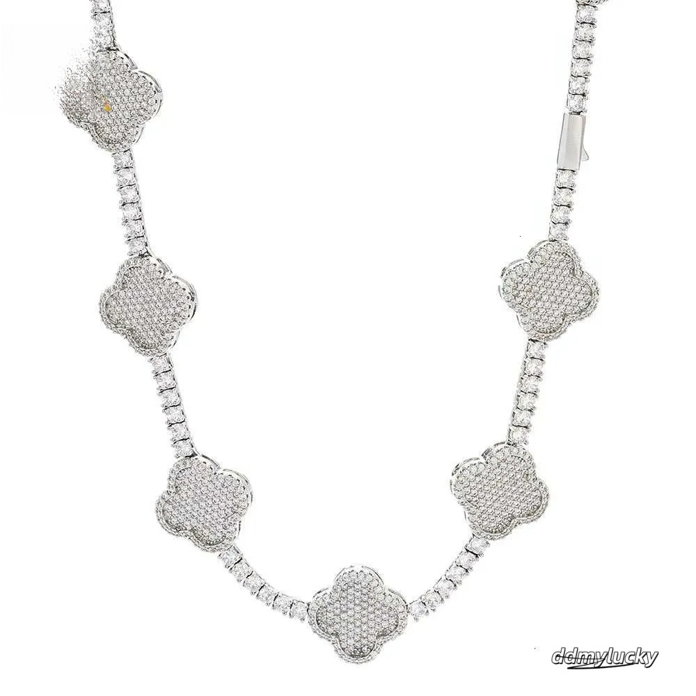 Iced Out Tennis Chain Micro Pave Cubic Moissanite Necklace: Wholesale Bling Dia Hip Hop Jewelry For Women Party Gift Ddmylucky