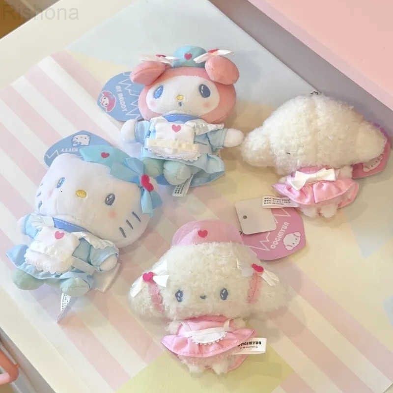 Sanrio Kawaii Doctor Nurse Series My Melody Kuromi Cogimyun Hello Kitty Plush Keychain Decoration Doll Backpack Charm Girls Gift L251025