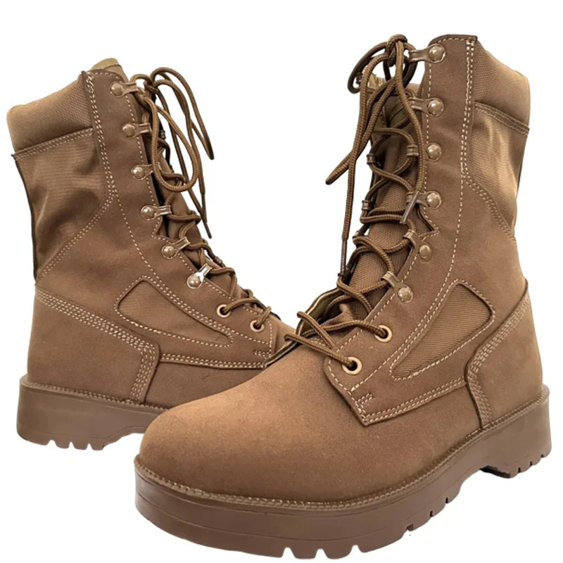 Leather Man Tactical Combat Boots Men Outdoor Hiking Desert Boots Breathable Male Ankle Boots 251023