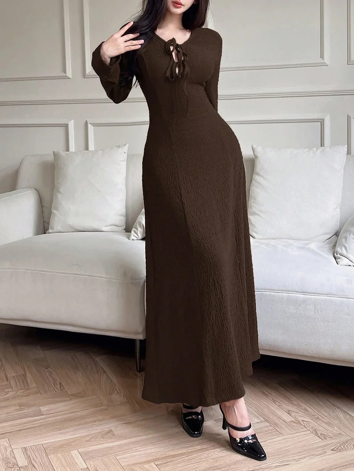 autumn and winter elegant womens longsleeved simple basic plain dress 251023