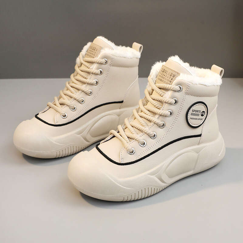 hot Classic Winter New Ins Korean Style High-top Fleece-lined Casual for Female Students with Platform Cotton Shoes Thick Sole Warm snow cozy Warm Tra