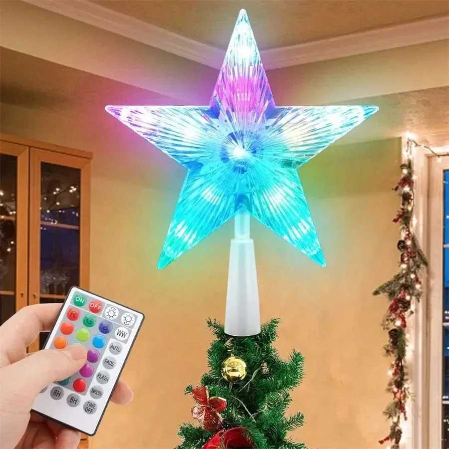 USB Powered RGB LED Fivepointed Star Christmas Tree Top Lights Dia 22CM New Year Decoration Garland Fairy Lights for Xmas Decor C251024