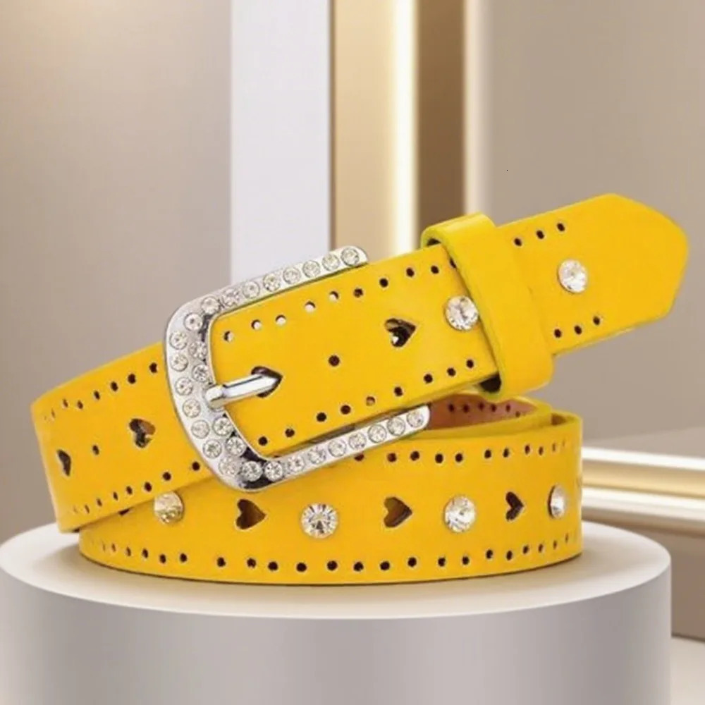 Korean Style Womens Rhinestone Belt Vintage Hollow Out Fashionable Waistband for JeansDresses Y2K Punk Inspired 251024