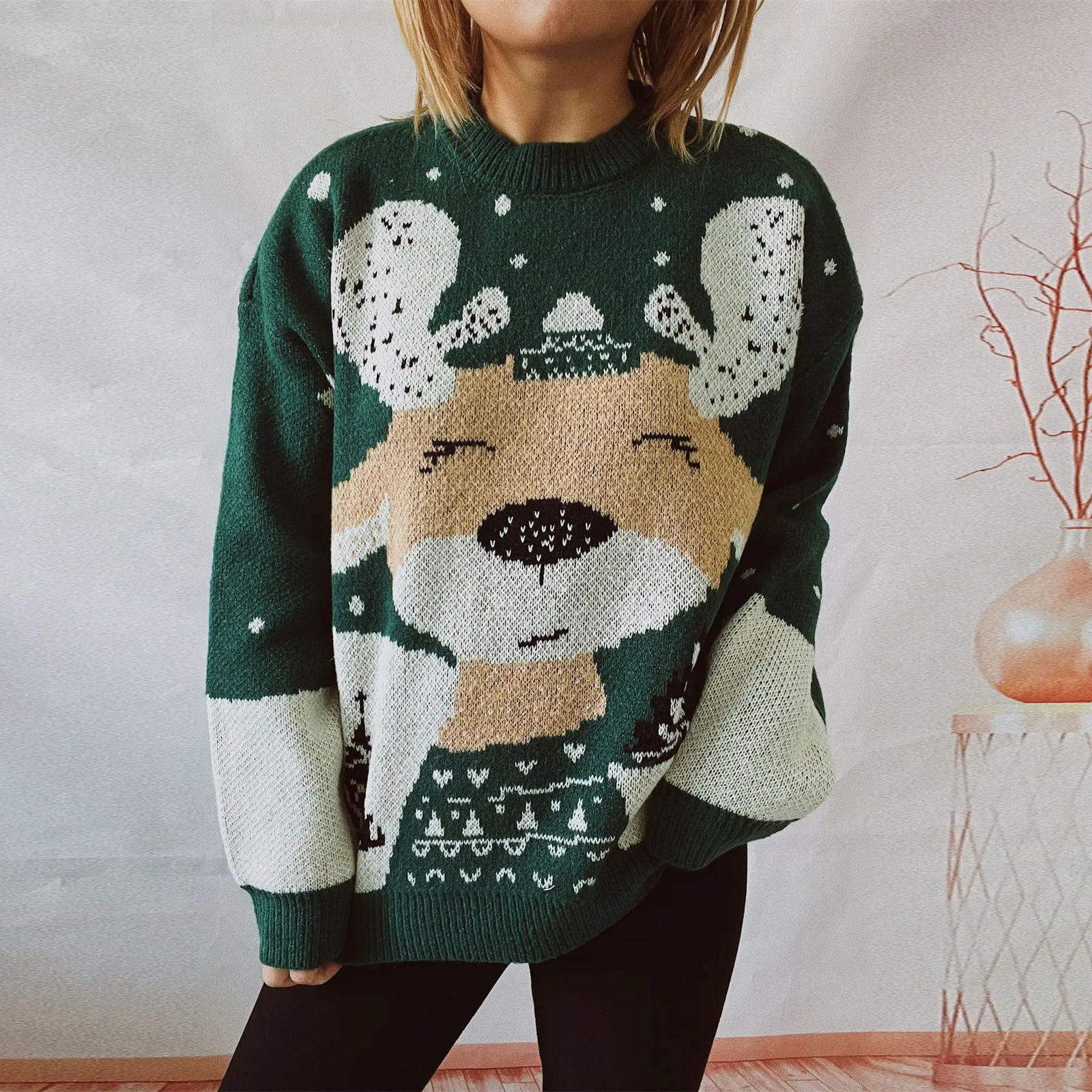 Pullover Women Maglione Da Donna Ropa Invierno Mujer Moda 2025 Christmas Elk Print Knitted Versatile Date Fashion Sweaters Women 251023