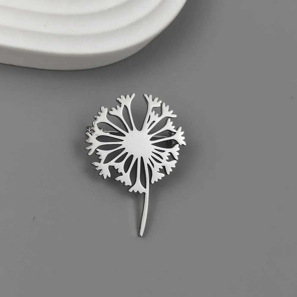 Fashion punk style hollow dandelion stainless steel goldplated 18K brooch black suit accessories wedding matching set J251115