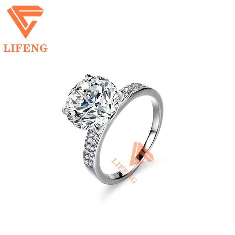 Custom Jewelry Engagement Ring Classical Main Stone 2ct Round Shaped Eternity Jewelry Moissanite Promise Ring