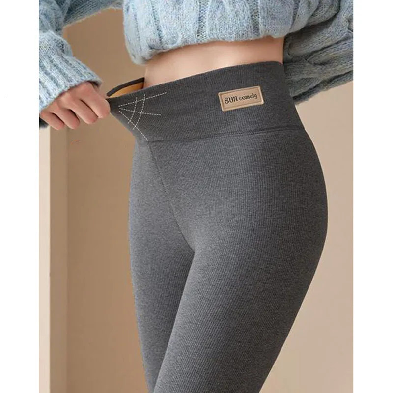 Women Winter Thickened Warm Leggings Hight Waist Fleece Lift High Stretchy Knitted Leggings Plus Velvet Tights Thermal Pants 251018
