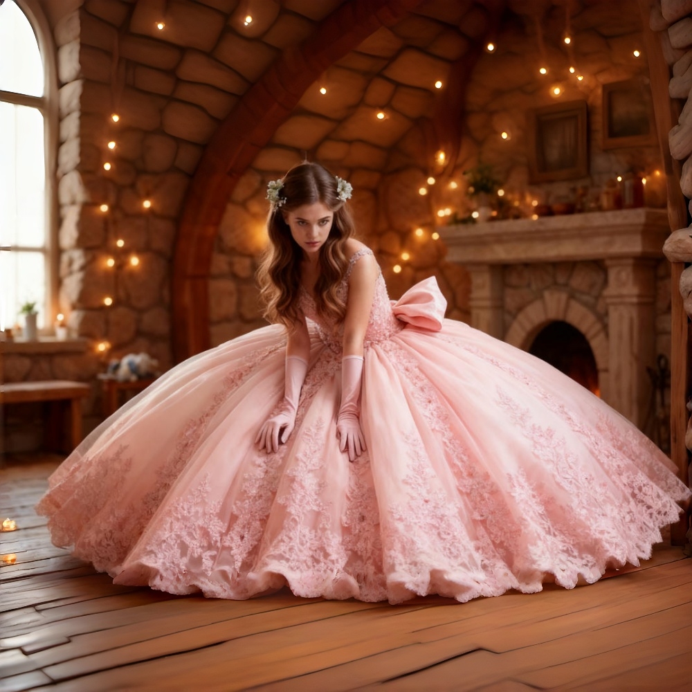 Light Sky Blue Princess Quinceanera Dresses Lace Appliques Spaghetti Straps Long Princess Boutique Dress For Junior Girls Bow Back Lace-up Elegant Swe