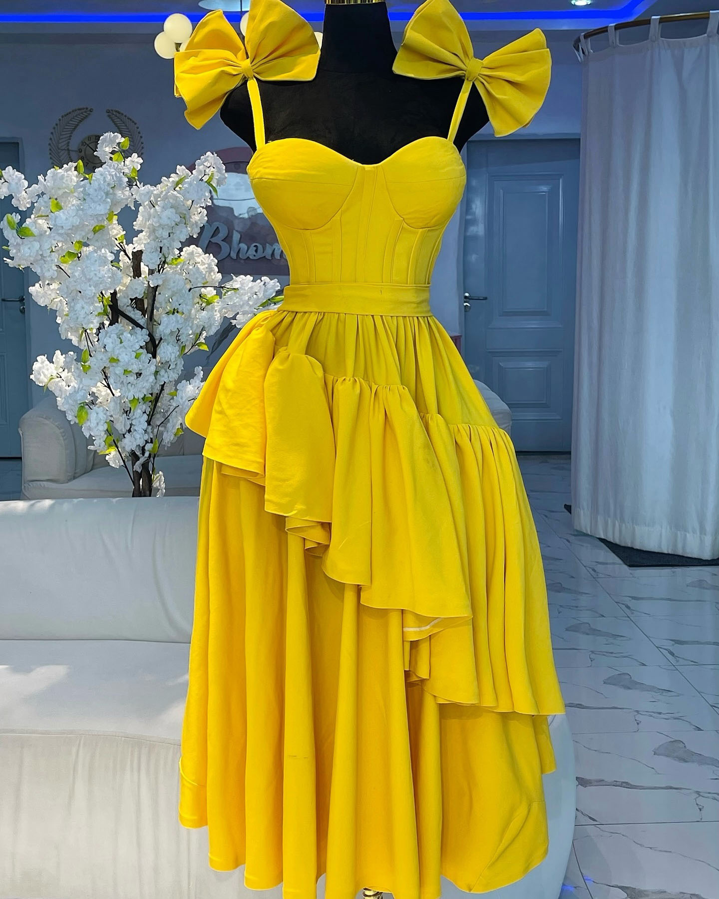 Designer's fashionable new waist tied bow sexy dress African women's clothing