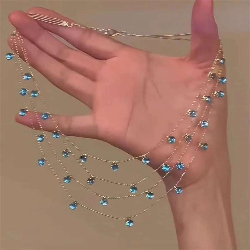 Multilayered Zircon Layer Necklace For Women Gentle Temperament Clavicle Chain Simple Jewelry 251016