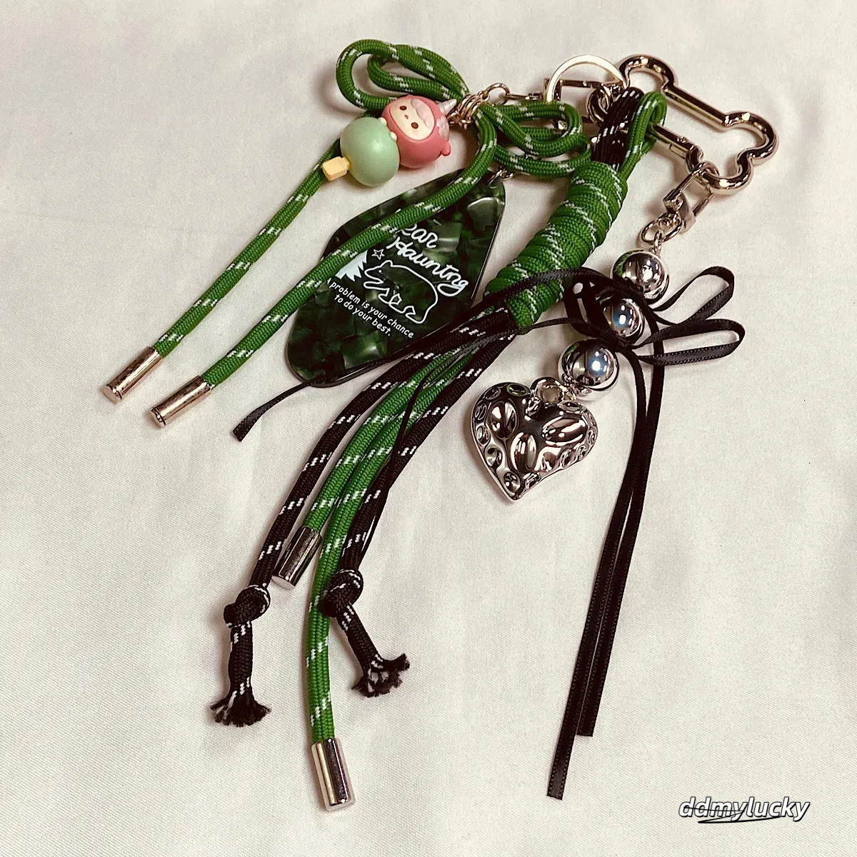 Rope Keychain Charm Chain Retro Bracelet Bags Cartoon Pendant Bowknot Love Versatile Bag Accessories Gift Ddmylucky