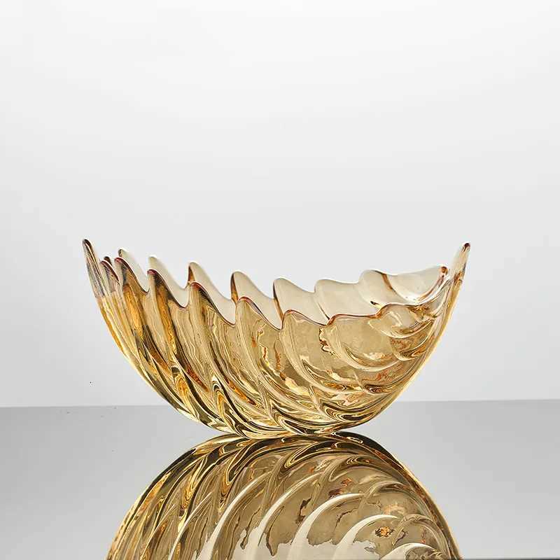 European Leaf Fruit Plate Living Ro Coffee Table Decoration He Storage Tray Crystal Dried Fruit Plate Snack Fruit Bowl Y251025