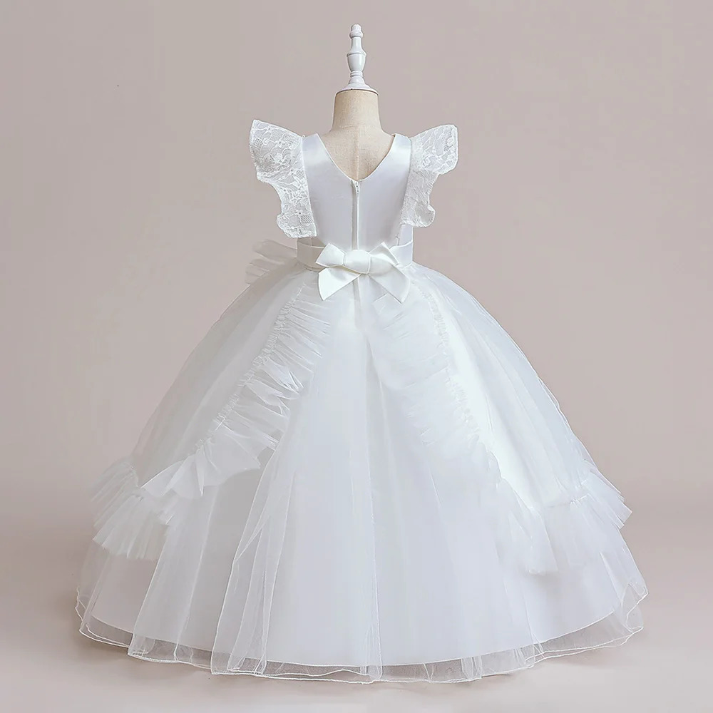 White Bridesmaid Dresses For Girls Children Puffy Tulle Princess Party Wedding Gown Elegant Kids Girl Formal Evening Dress 8 12Y 251023