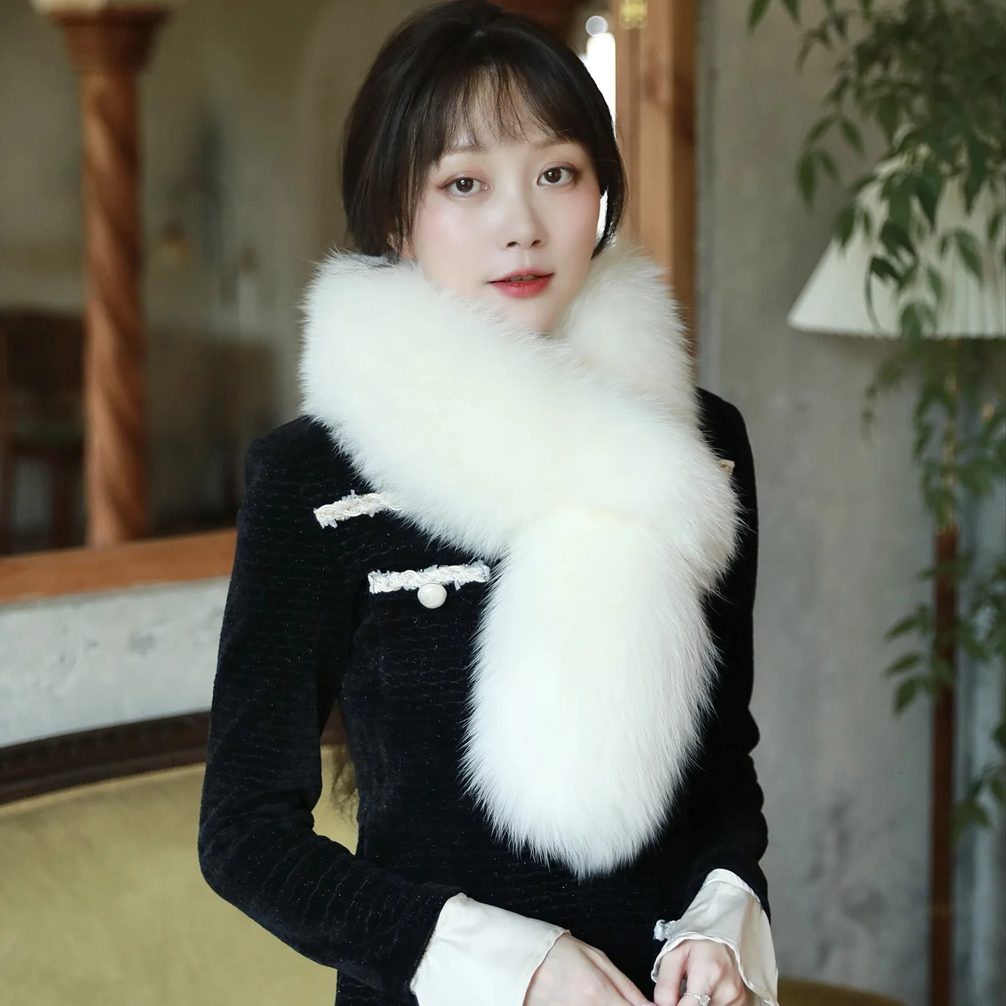 Besfilin DoubleSided Real Nature Fox Fur Scarf Womens Thick Warm Neck Warmer Fur Collar Autumn Winter Fashion Accessory 251020
