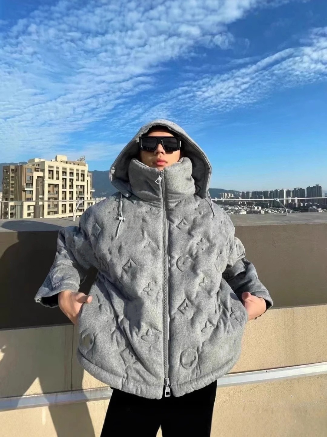 Men's Down & Parkas Designer Letter jacquard embossed wool fluffy down jacket fashionable men's and women's jacket