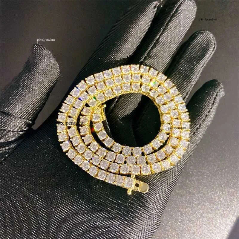 necklace Customized Personal Solid 14k Gold Jewelry Vvs White Color Loose moissanite dia tennis chain for men