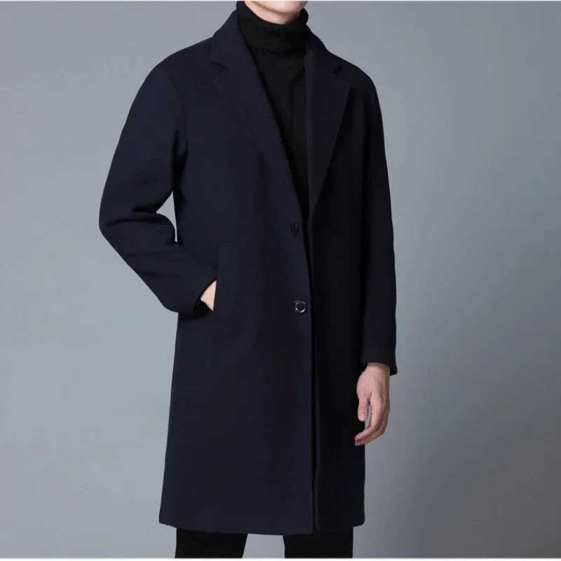 MRMT 2024 Brand New Wool Coat Mens Casual Long Coat Slim Solid Color Suit Windbreaker Men Outer Wear Clothing GarmentT251025