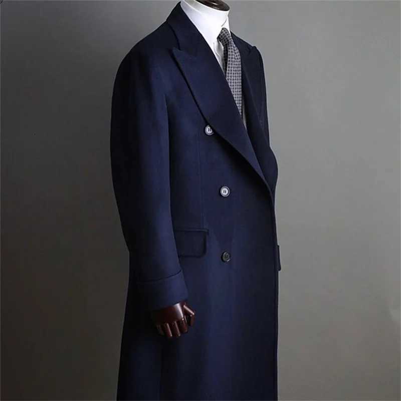 Black Thick Greatcoat Wool Men Suits PWinter Coat Thiceaked Lapel Outfit Custom Made One Piece Long Overcoat High Quality JacketT251025