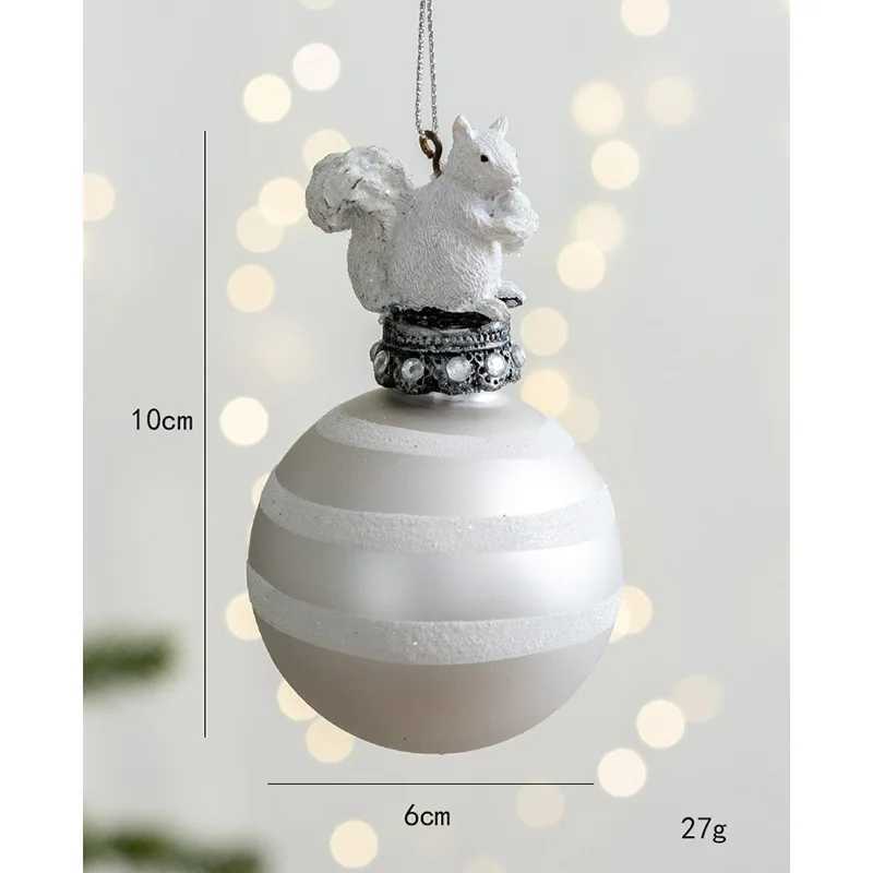 1PCS Christmas Decoration Glass Ball Shaped Pendant Squirrel Water Drop Pendant Christmas Tree Decoration Jewelry Box C251024