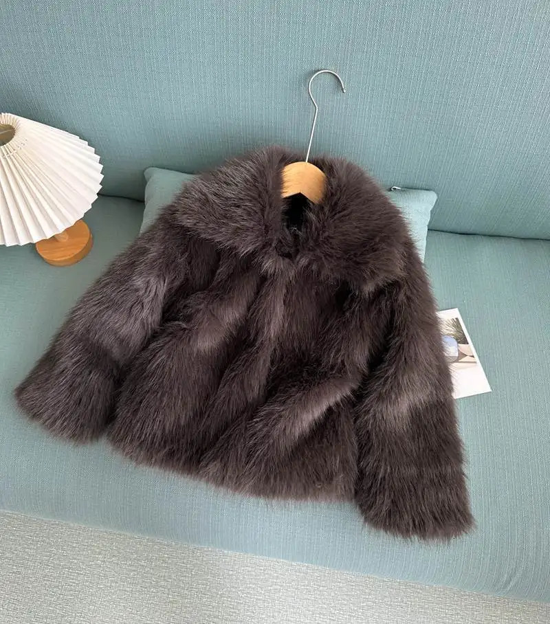 Girls Fox Fur Coat Little Girl Middle and Older Childrens Coat Thickened Childrens Autumn and Winter Clothes 251023