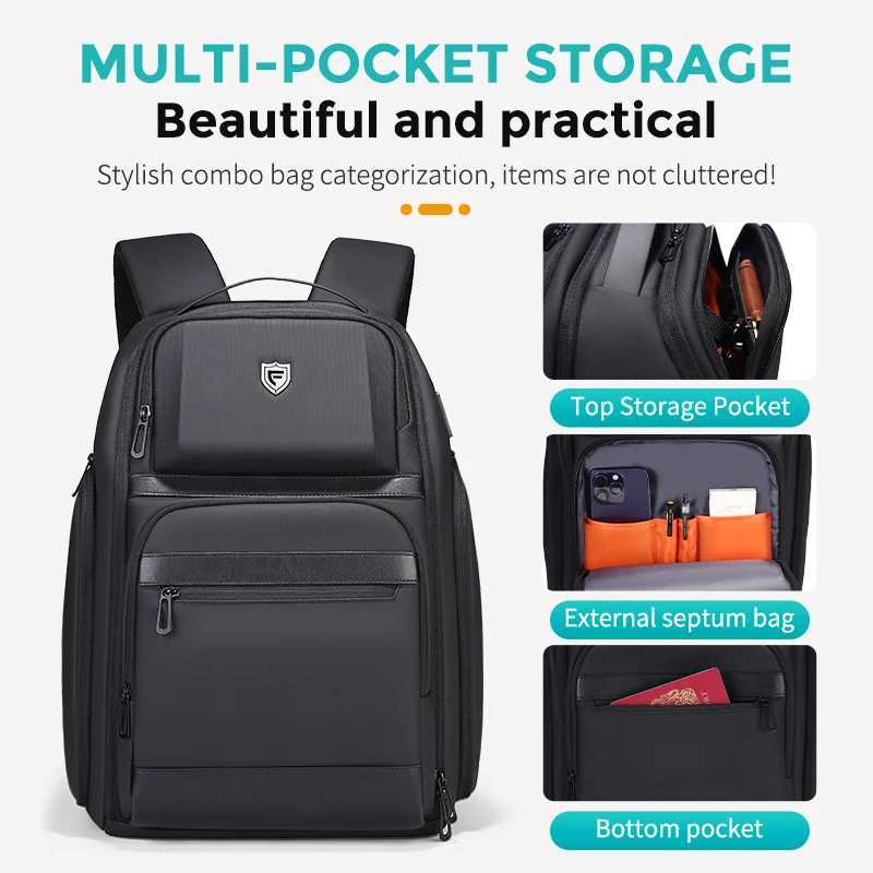 Fenruien Men 36L Business Backpack USB Waterproof Multi Pocket Backpacks Fit 173 Inch Laptop W251025