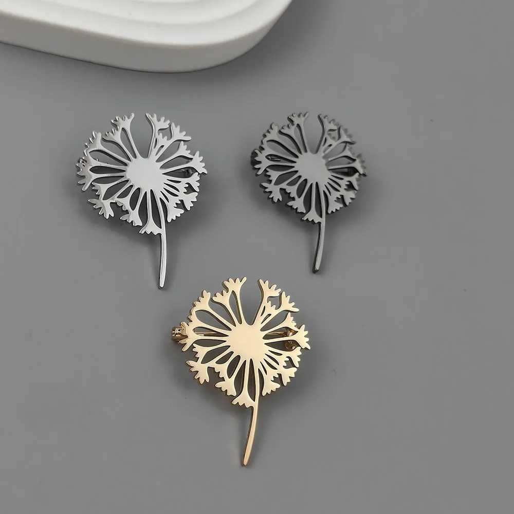 Fashion punk style hollow dandelion stainless steel goldplated 18K brooch black suit accessories wedding matching set J251115
