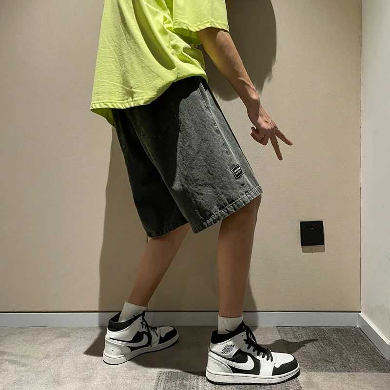 Korean Style Summer Mens Black Wide Leg Denim Shorts 2023 New Fashion Casual Baggy Short Jeans Male Brand ClothesXJ251025