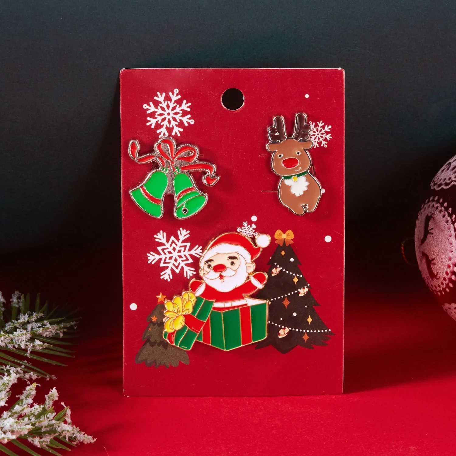 3pcsset Christmas Brooch For Women Men Santa Claus Bell Elk Snowflake Xmas Tree Snowman Enamel Pins New Year Festival Gifts J251115