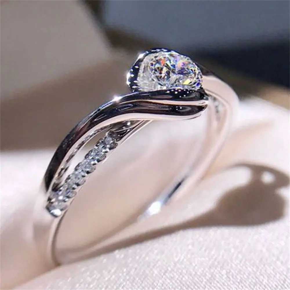 Sparkling 925 Silver Rings Women Shinning White Sapphire Wedding Ring Cubic Zirconia Jewelry Gifts Size 610 ElegantXJ251025