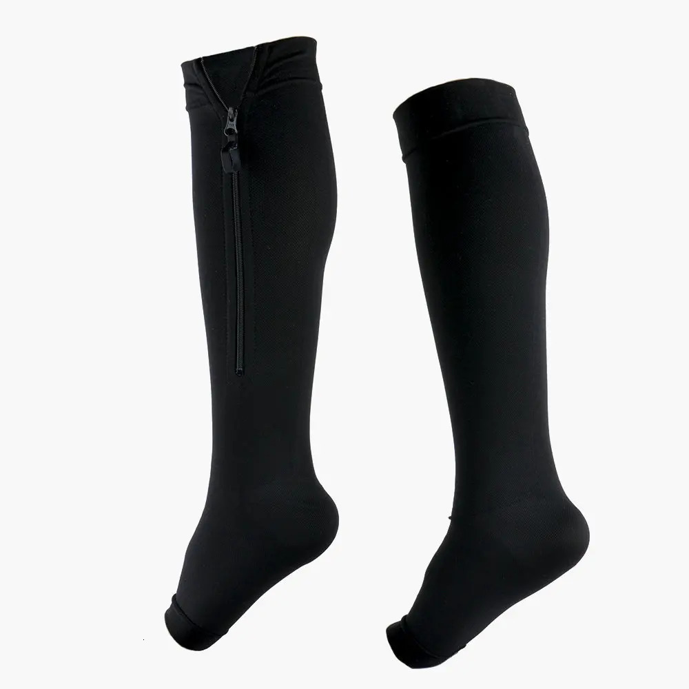 S M L XL XXL 3XL 4XL 5XL High Quality Open Toe Elastic Socks Middle Tube Zipper Compression Sports Leg Vein Pressure Varicose 251023