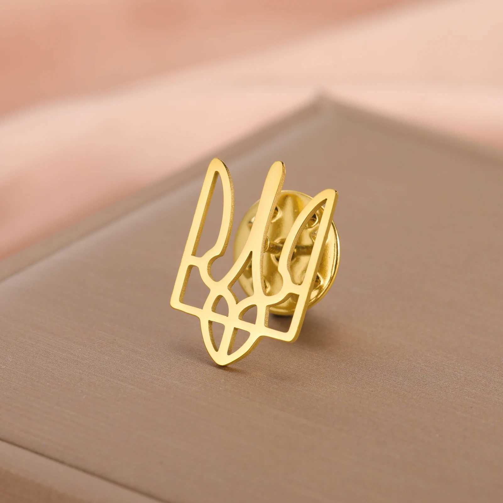 COOLTIME Ukrainian Trident National Emblem Brooch Stainless Steel Fashion Badge Brooch Pins Jewelry Clothing Accessories J251115