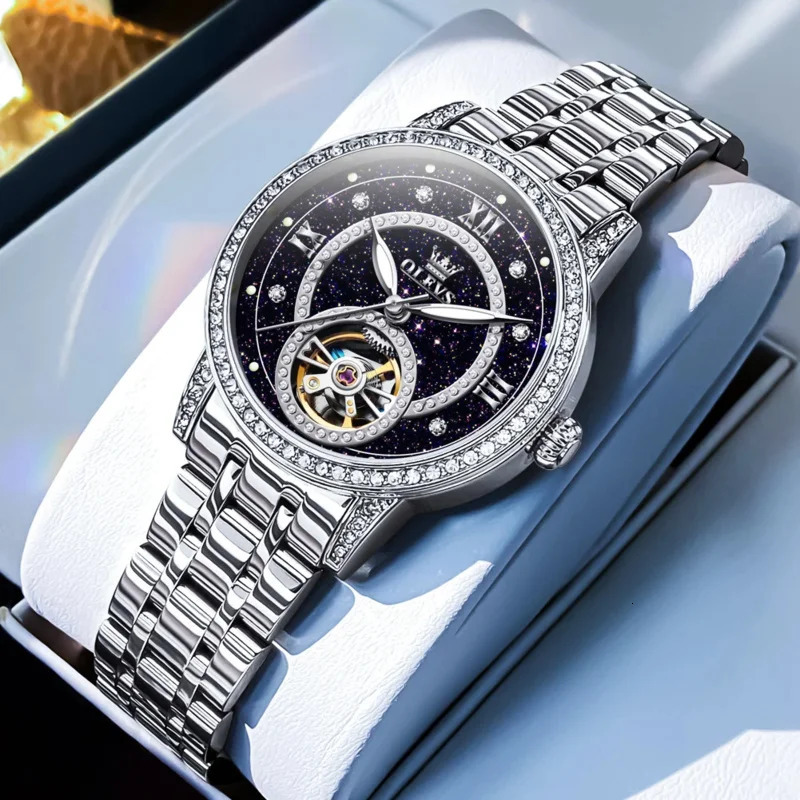 Starry Surface Female Watch Women Top Fashion Rose Gold Lady Automatic Mechanical Watches 251021