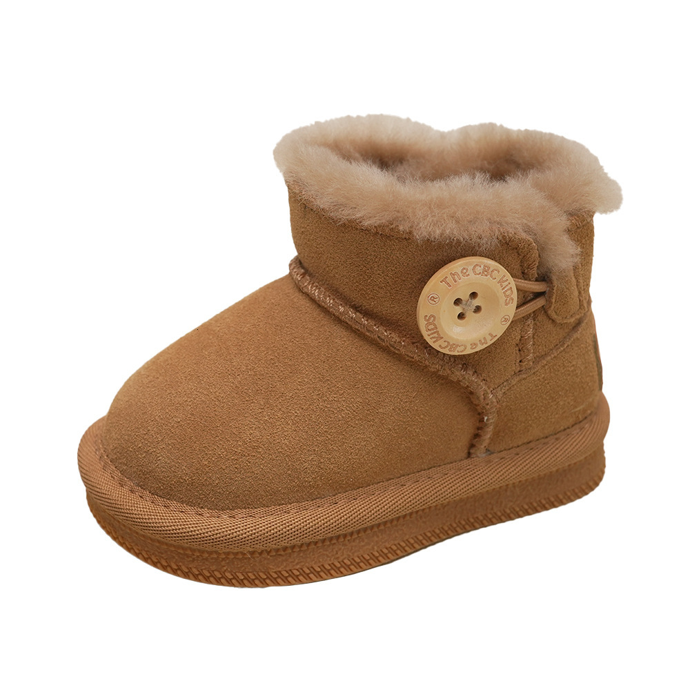 Style button retro children's snow boots unisex winter thick functional boots
