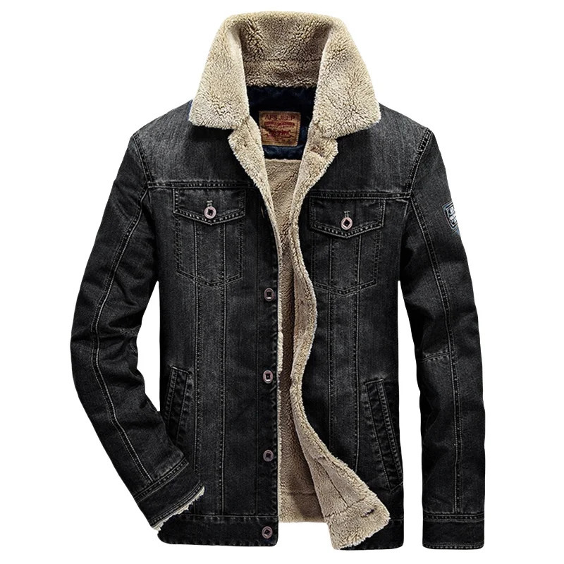 Autumn Winter Mens Padded Jacket Thick Fleece Lapel Coat Multi Pocket Loose Large Size Warm Fur Collar Denim 251017