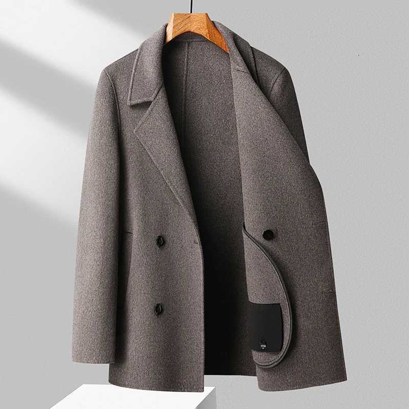 Old Money Mens Wool Overcoat Doublebreasted Design Warm Soft Coat Timeless Elegance Attire Winter Costume BlackChestnutBrownT251025