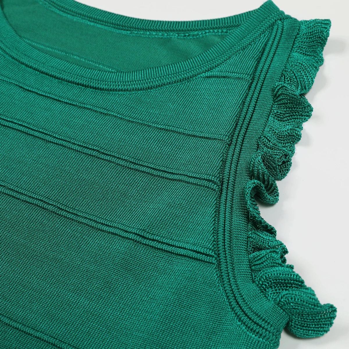 High Quality Spot Summer Striped Elastic Hollow Sleeveless Ladies Short Knitted Topskirt Womens Set 251020