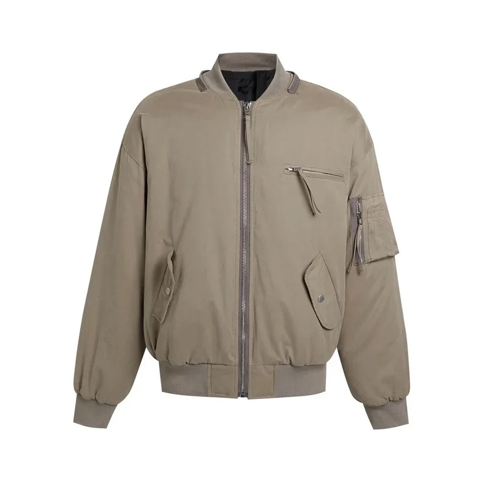 American Streetwear Bomber Jacket Men Doublezipper Multipocket Short Jackets Multifunctional Autumn Mens Retro Workwear Coat 251015