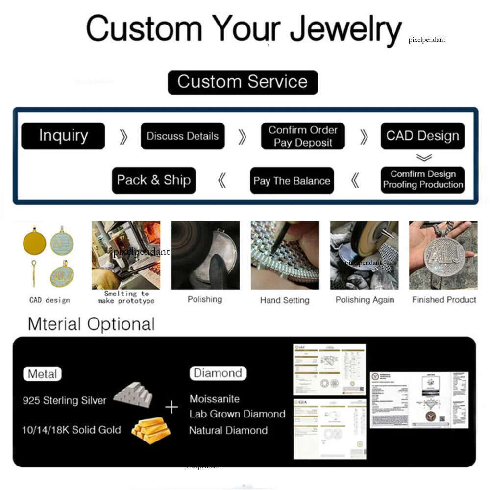 necklace moissanite chain Pendant Cross Hip Hop Vvs Moissanite Dia Tennis Chain Sier for Women Men Jewelry