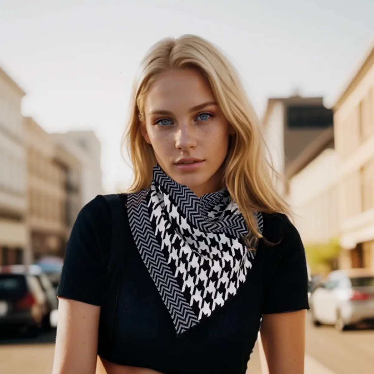 Plaid Knitted Ring Scarf Detachable Collar Women Winter Neckerchief Pullover Scarf Thick High Neck Collar Scarves 251020