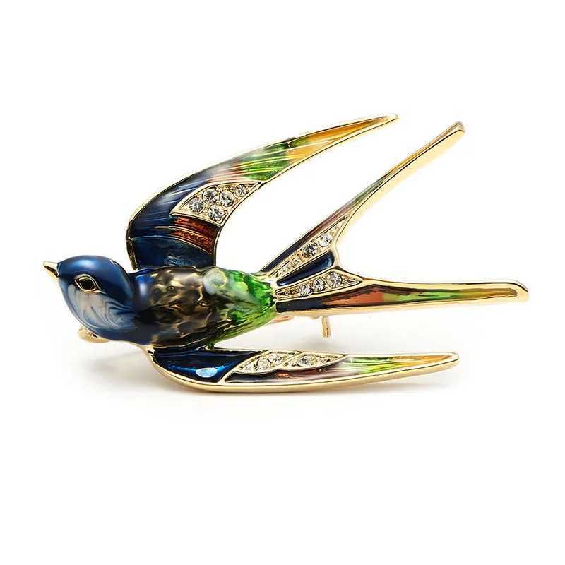 Wulibaby Flying Swallow Bird Brooches For Women Unisex 3color Lovely Enamel Birds Animal Party Office Brooch Pins Gifts J251115