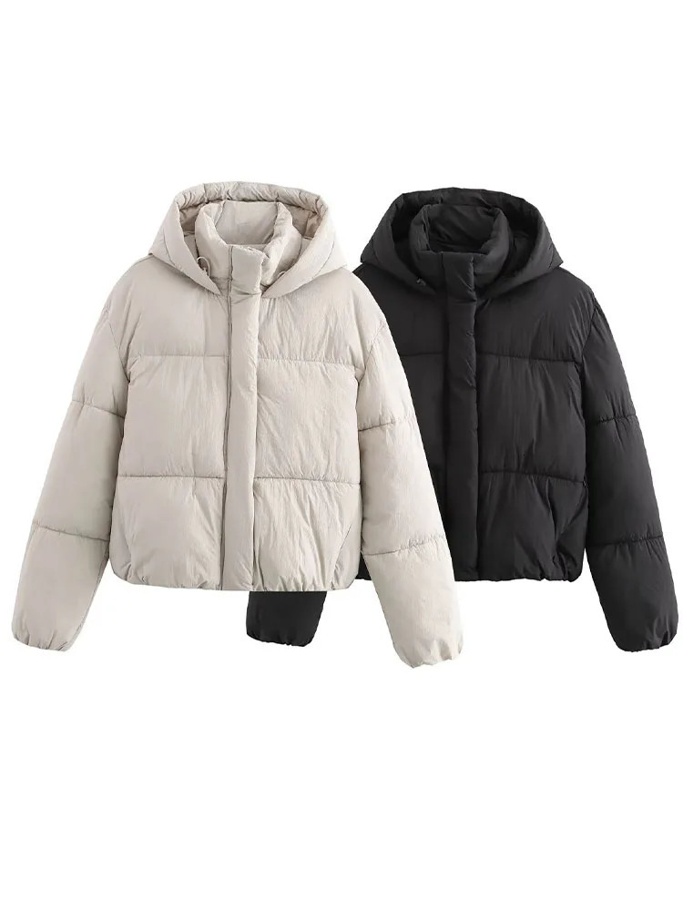 2025 Womens Clothing European and American Style French Thickened Warm Cotton Hooded Thick Jacket 251013