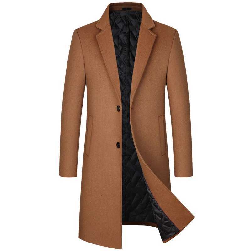 2025 Winter Wool Coat Men Fashion Long Wool Blends England Style Business Casual Trench Coat Men Solid Thick Wool Coats JacketsT251025