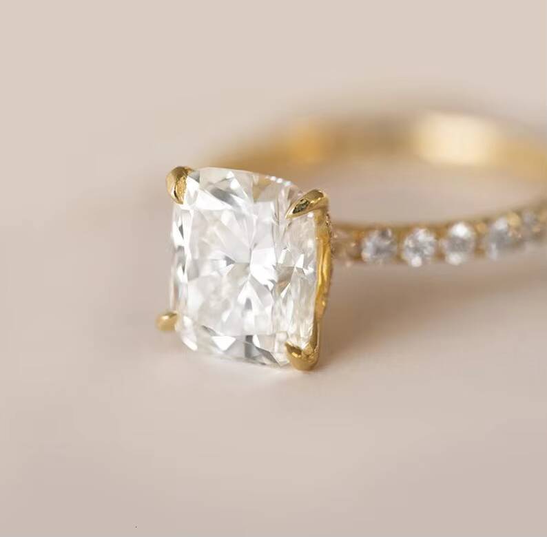 1000 X 800 Colorless Elongated Cushion Cut Moissanite Bridal Set 18K Fine Jewelry Engagement Rings Wedding 14K Metal 10K